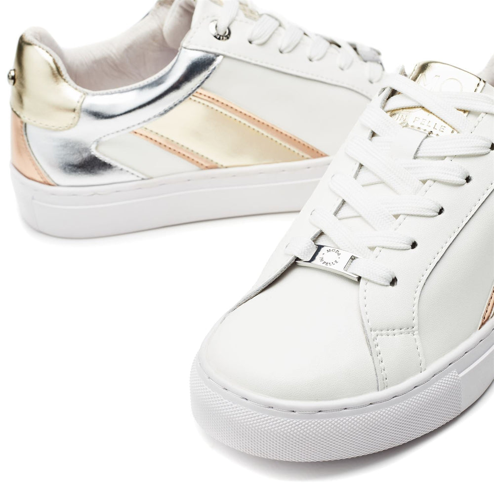 Abrini White-Gold Leather Trainers