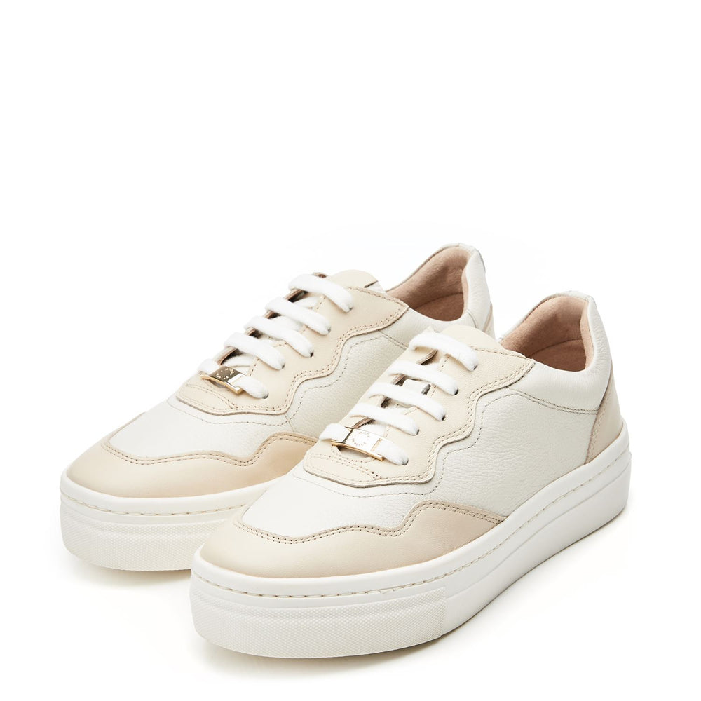 Adalaya Off White Leather Trainers