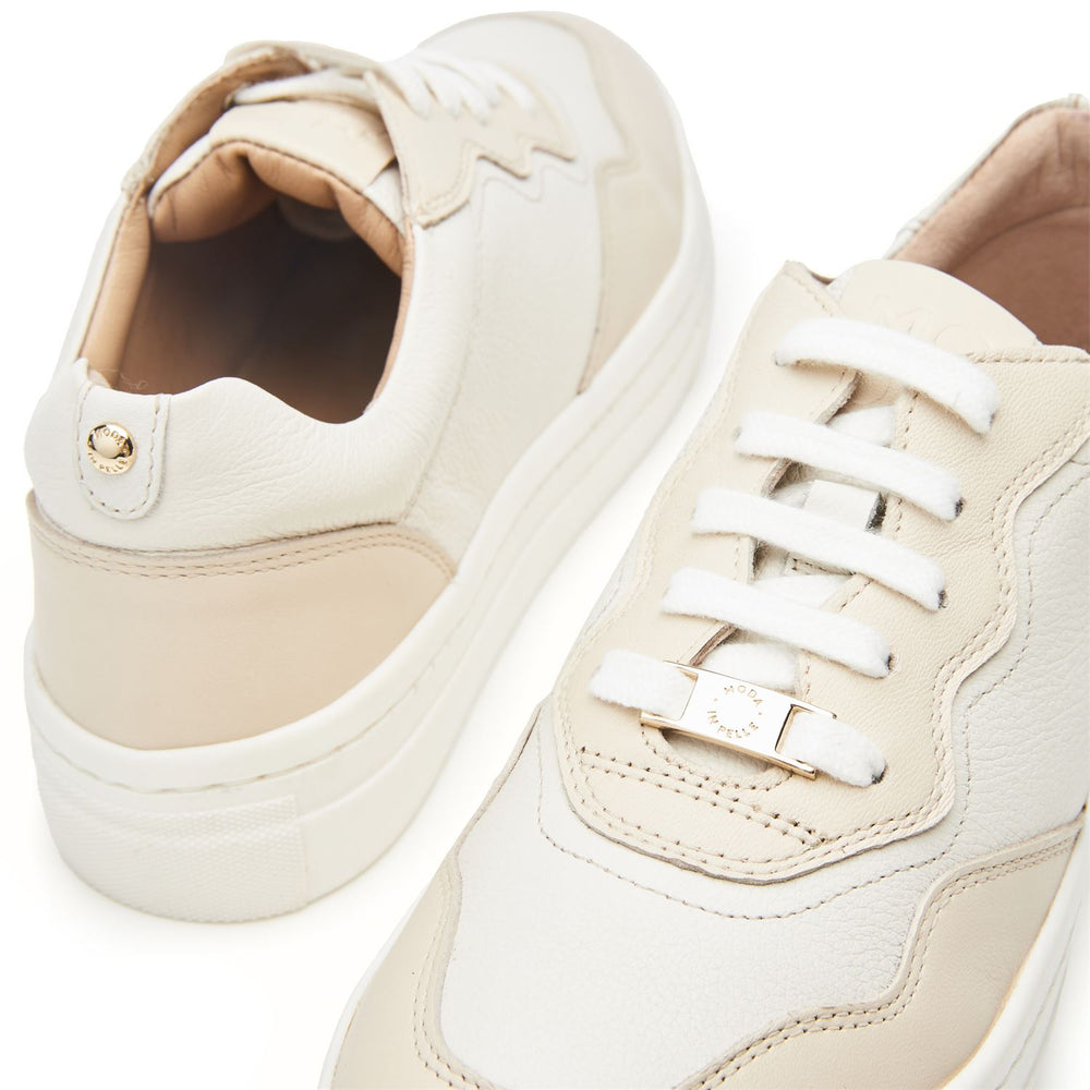Adalaya Off White Leather Trainers