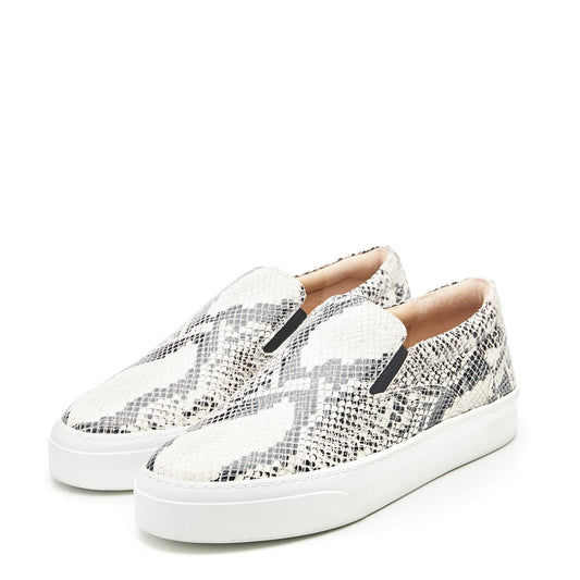 Adrina Natural Snake Print Leather Trainers