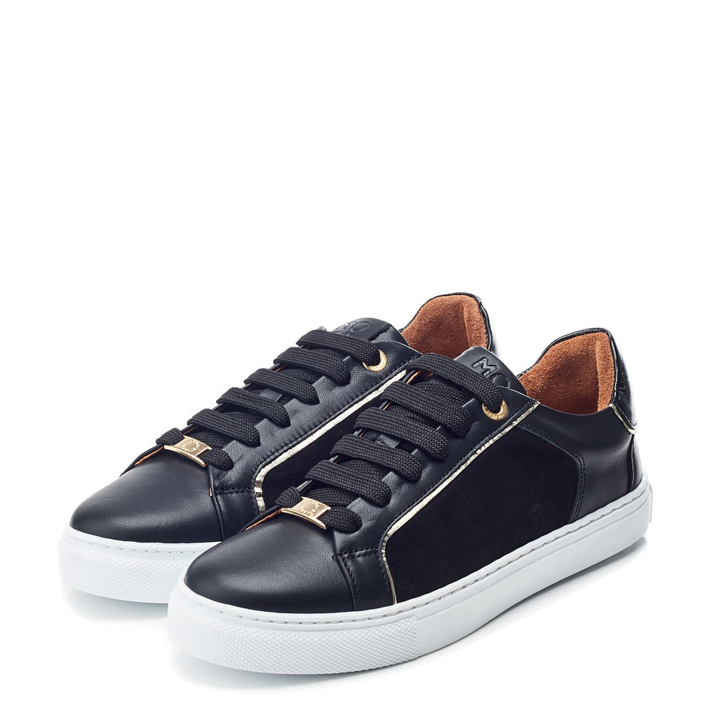 Ales Black Leather Trainers