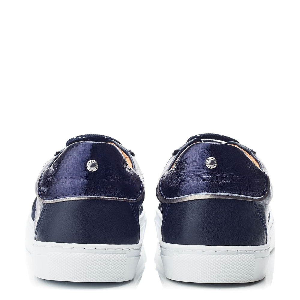 Ales Navy Leather Trainers