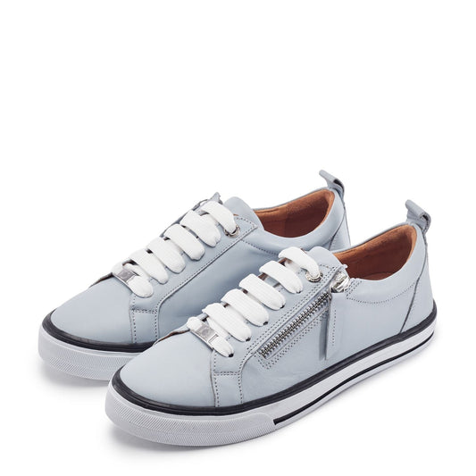 Alexie Light Blue Leather Trainers