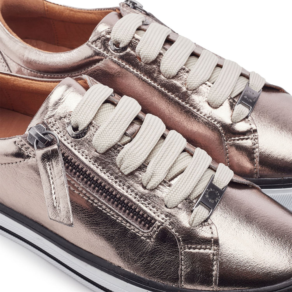 Alexie Light Pewter Leather Trainers