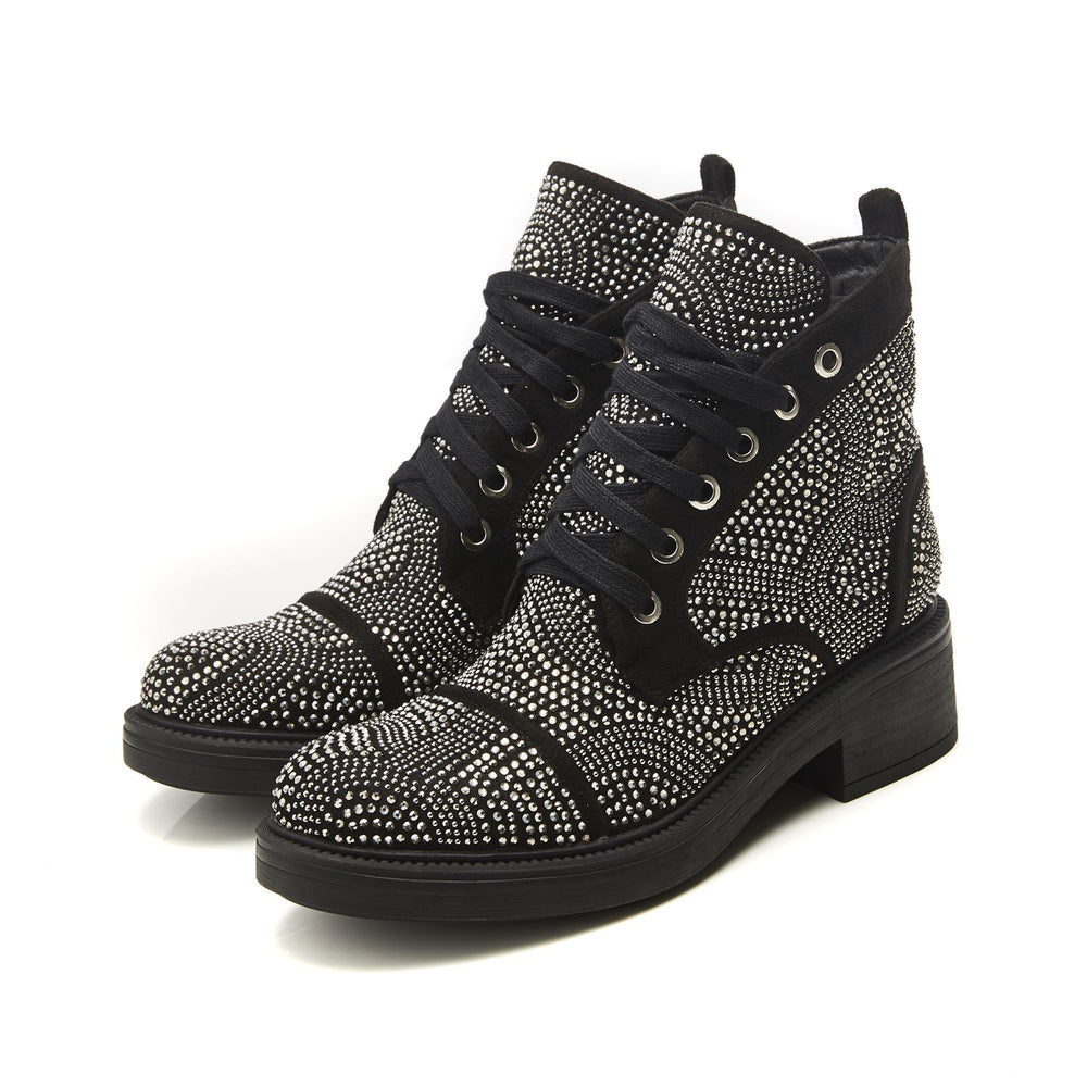 Aleyza Black Alcantara Boots