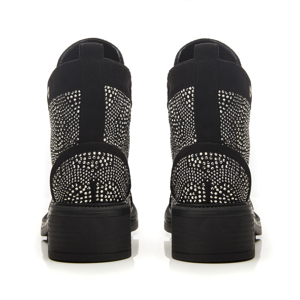 Aleyza Black Alcantara Boots