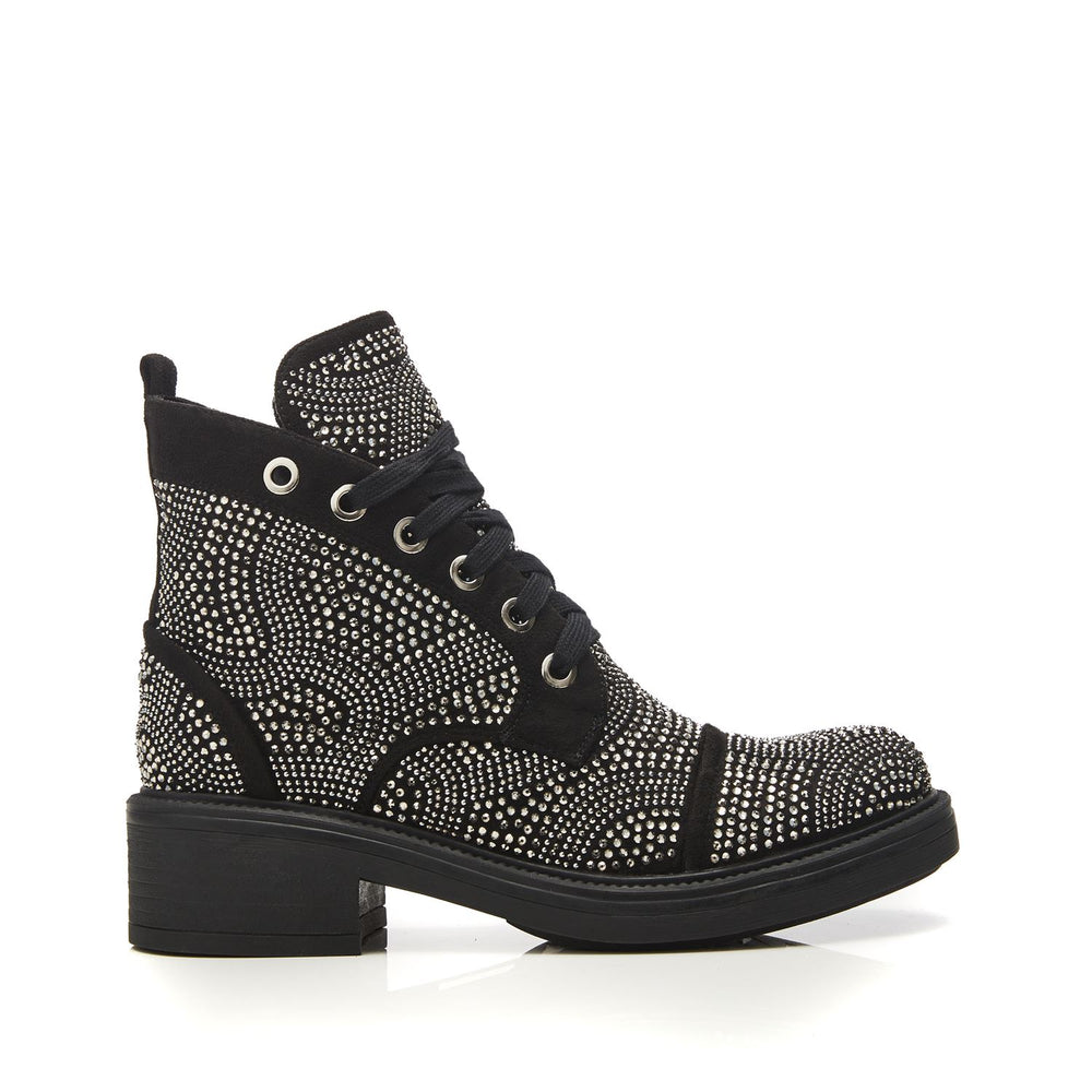 Aleyza Black Alcantara Boots