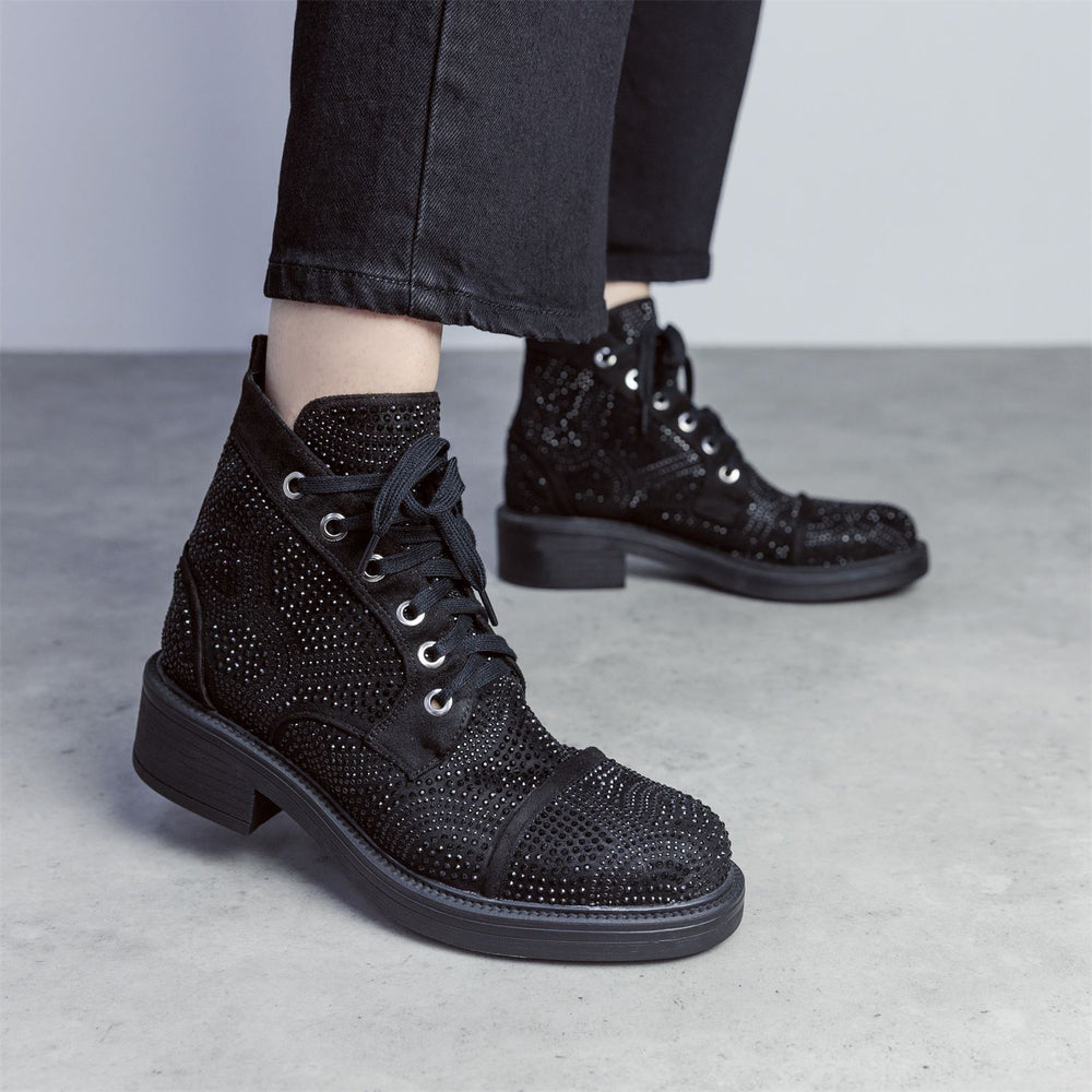 Aleyza Jet Black Alcantara Boots