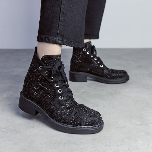 Aleyza Jet Black Alcantara Boots
