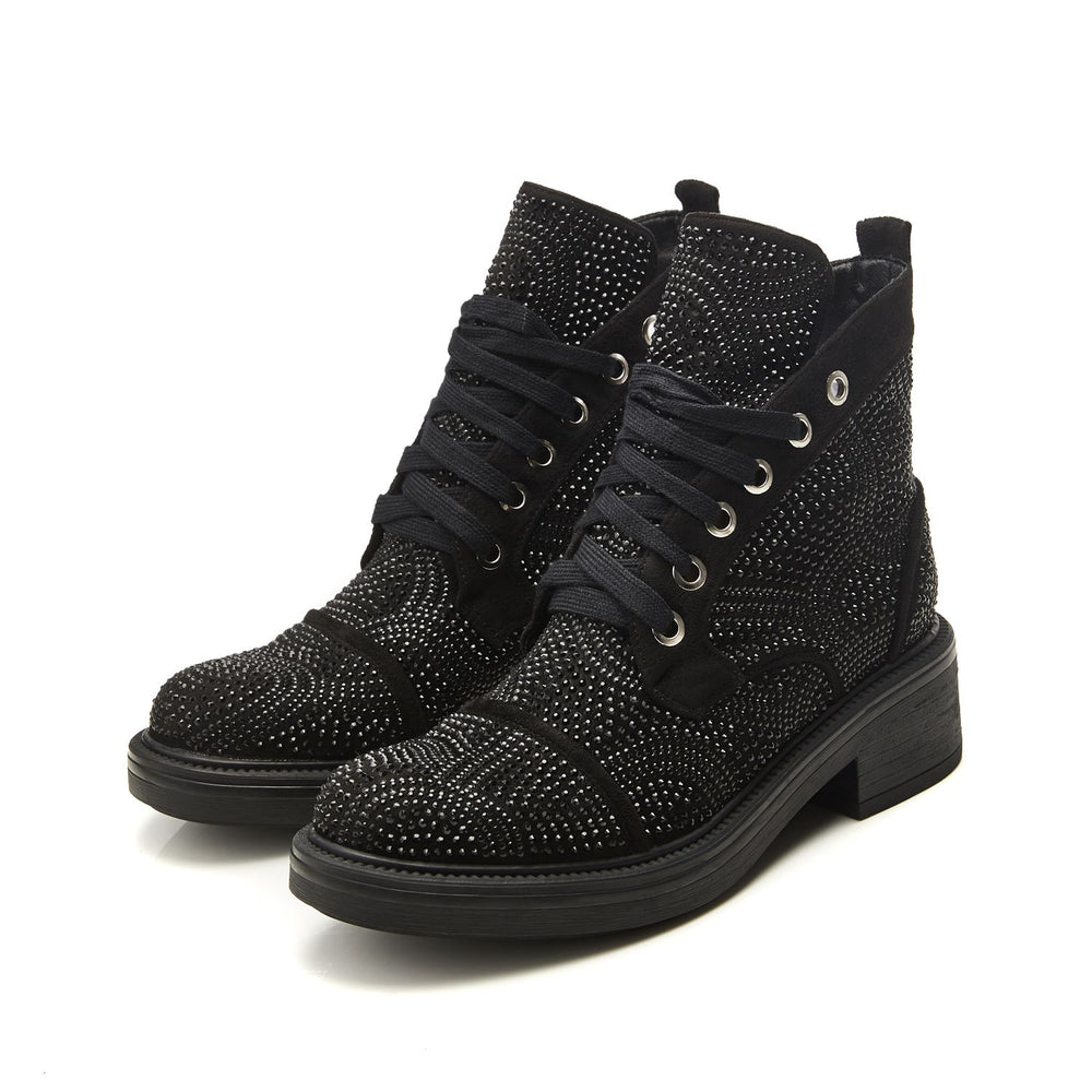 Aleyza Jet Black Alcantara Boots