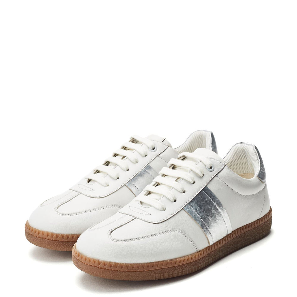 Alnick White - Silver Leather Trainers