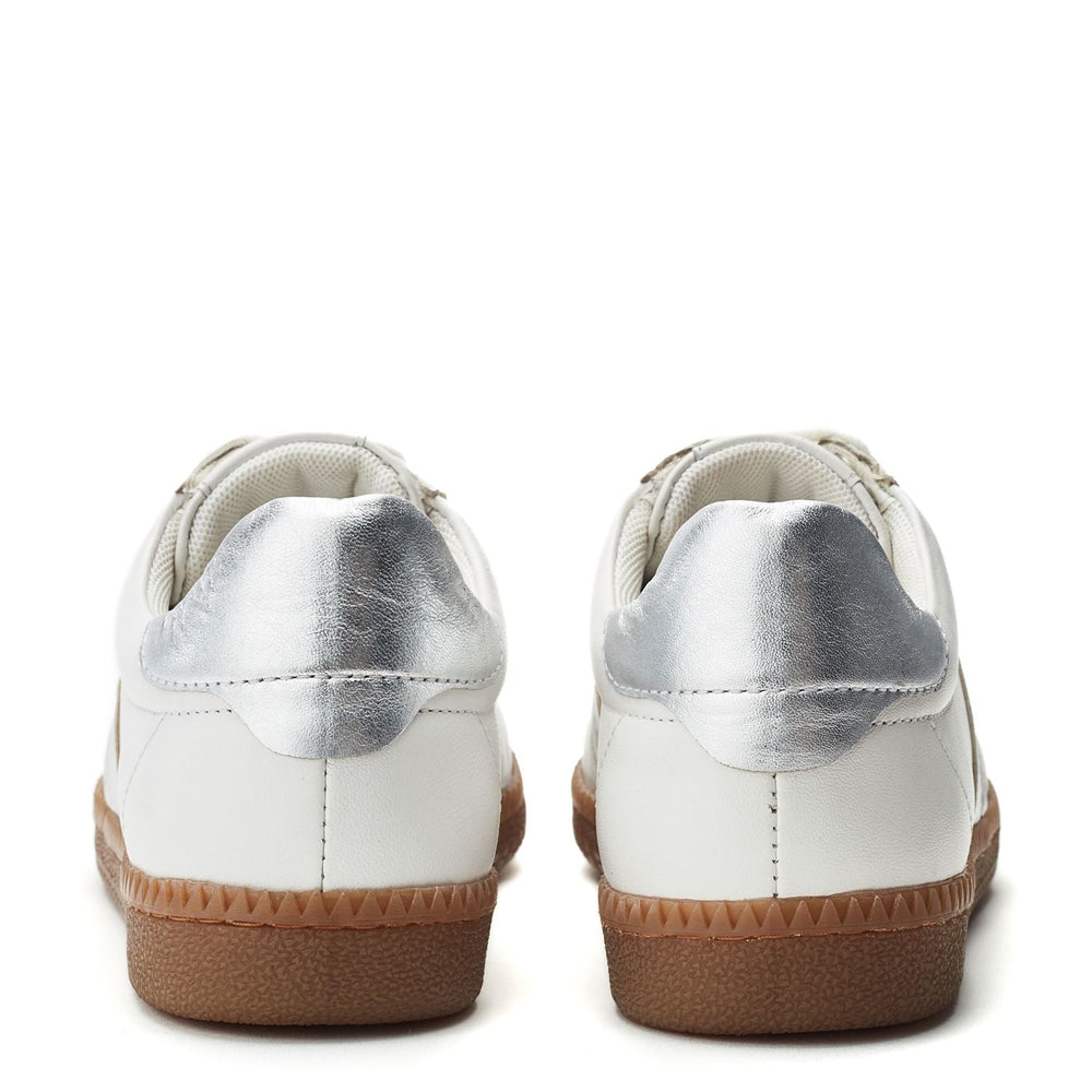 Alnick White - Silver Leather Trainers