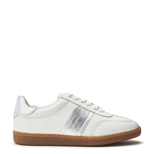 Alnick White - Silver Leather Trainers
