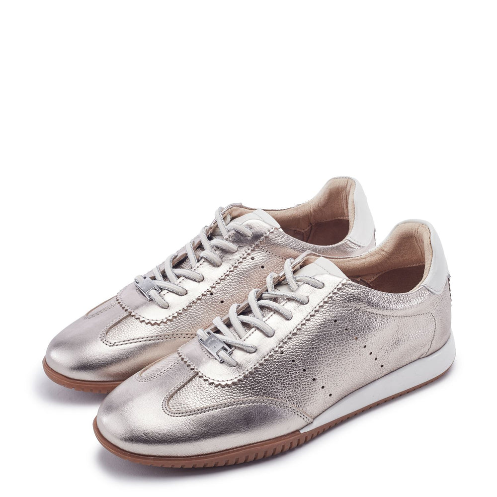 Alonnia Light Pewter Leather Trainers