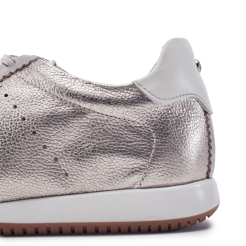 Alonnia Light Pewter Leather Trainers