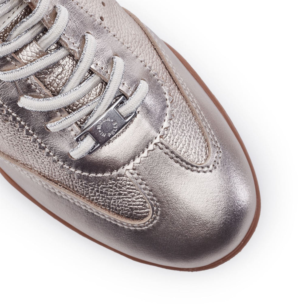 Alonnia Light Pewter Leather Trainers