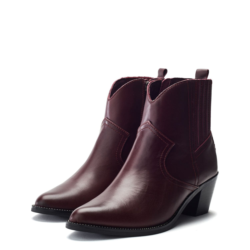 Anniee Burgundy Leather Boots