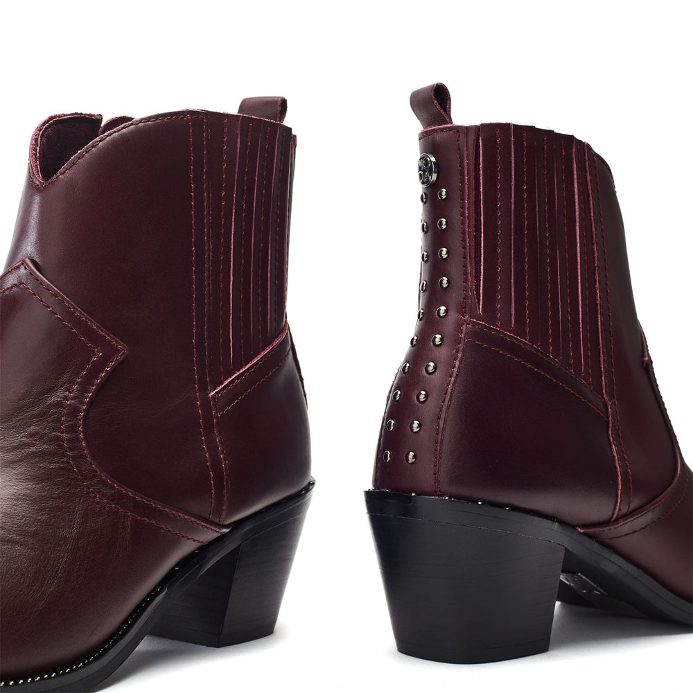 Anniee Burgundy Leather Boots