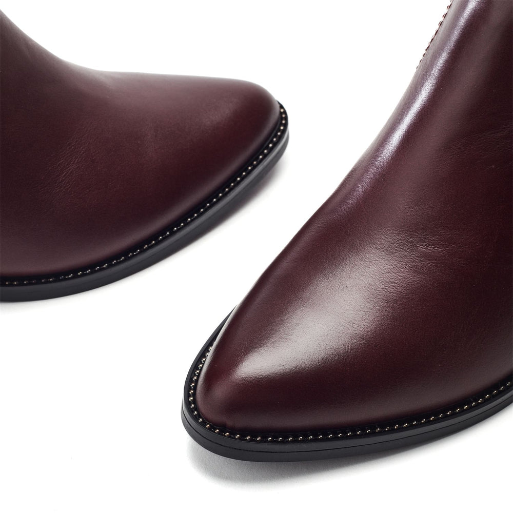 Anniee Burgundy Leather Boots