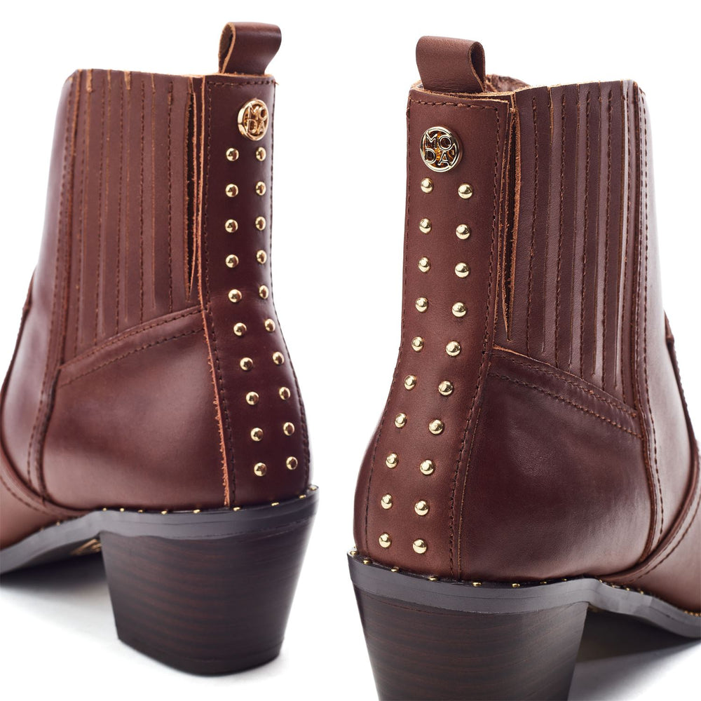 Anniee Chestnut Leather Boots