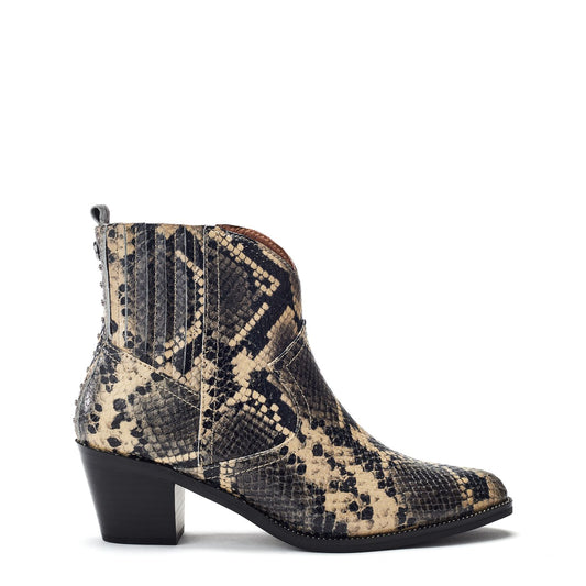 Anniee Natural Snake Print Leather Boots
