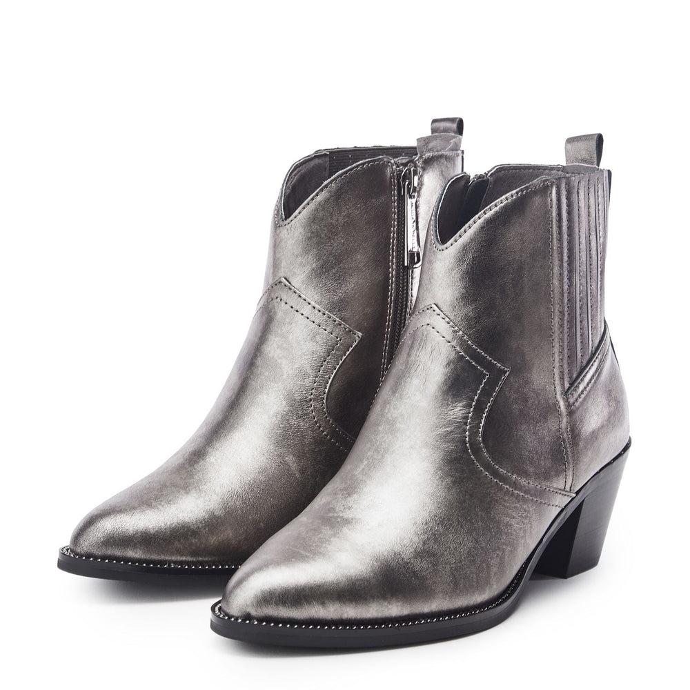 Anniee Pewter Leather Boots