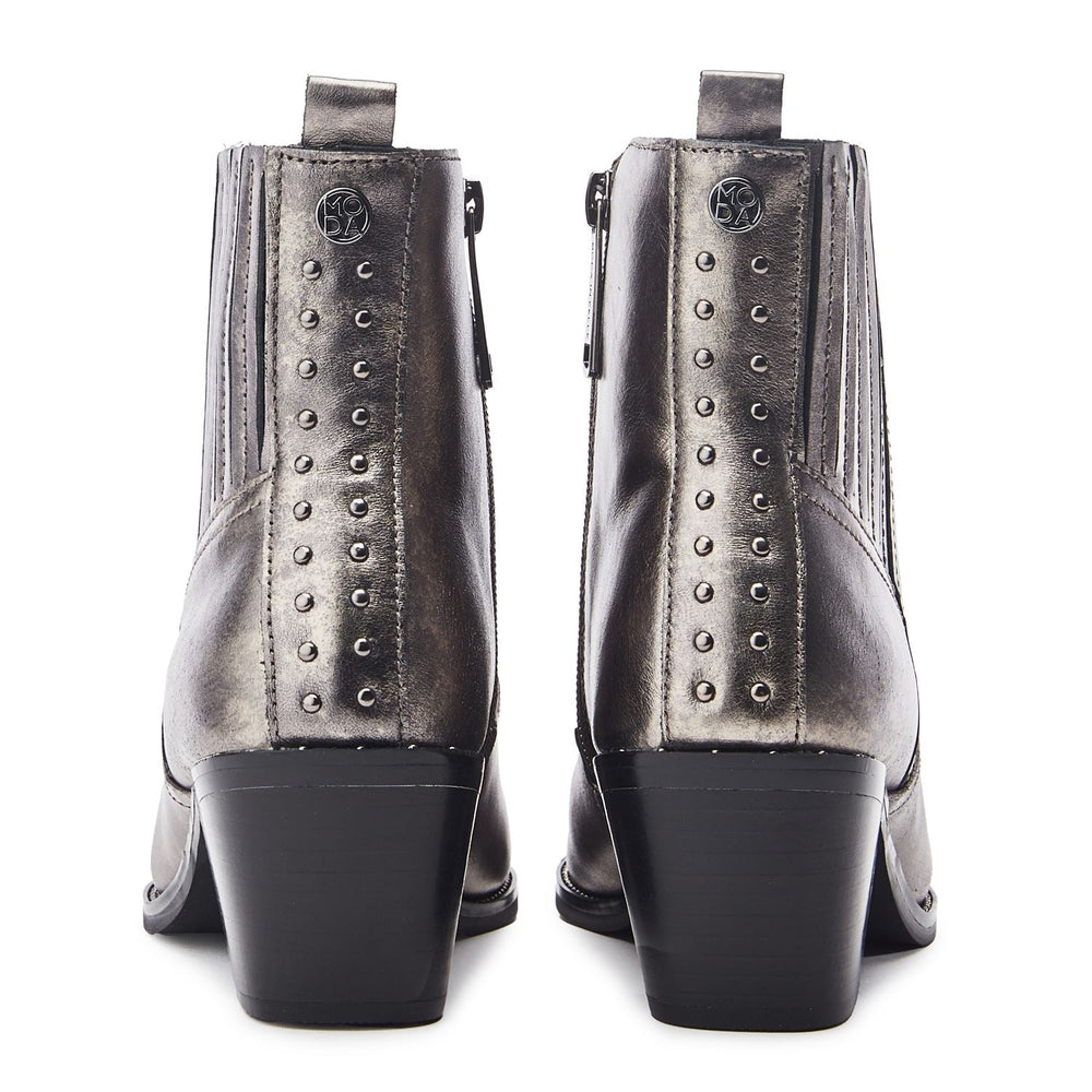Anniee Pewter Leather Boots