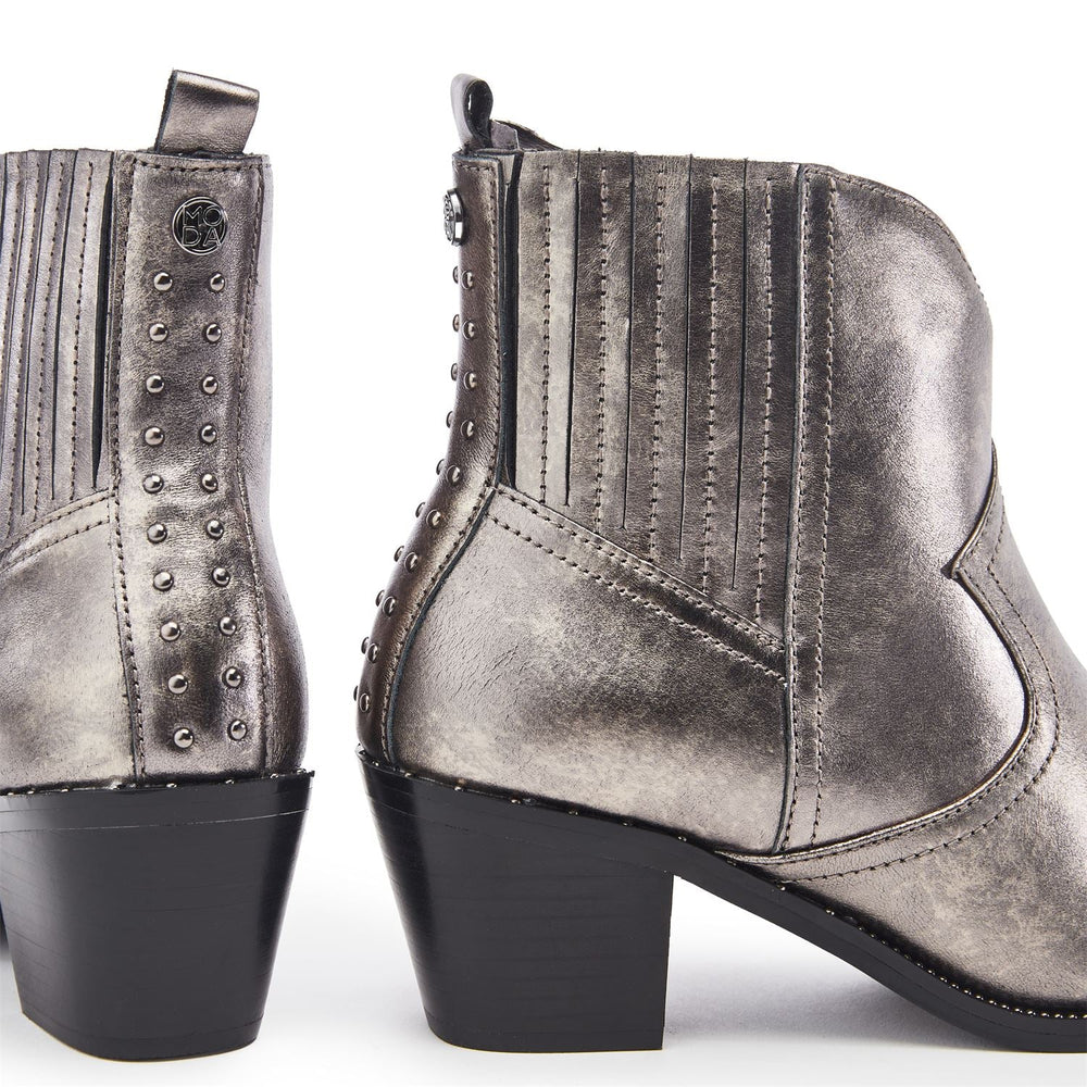 Anniee Pewter Leather Boots