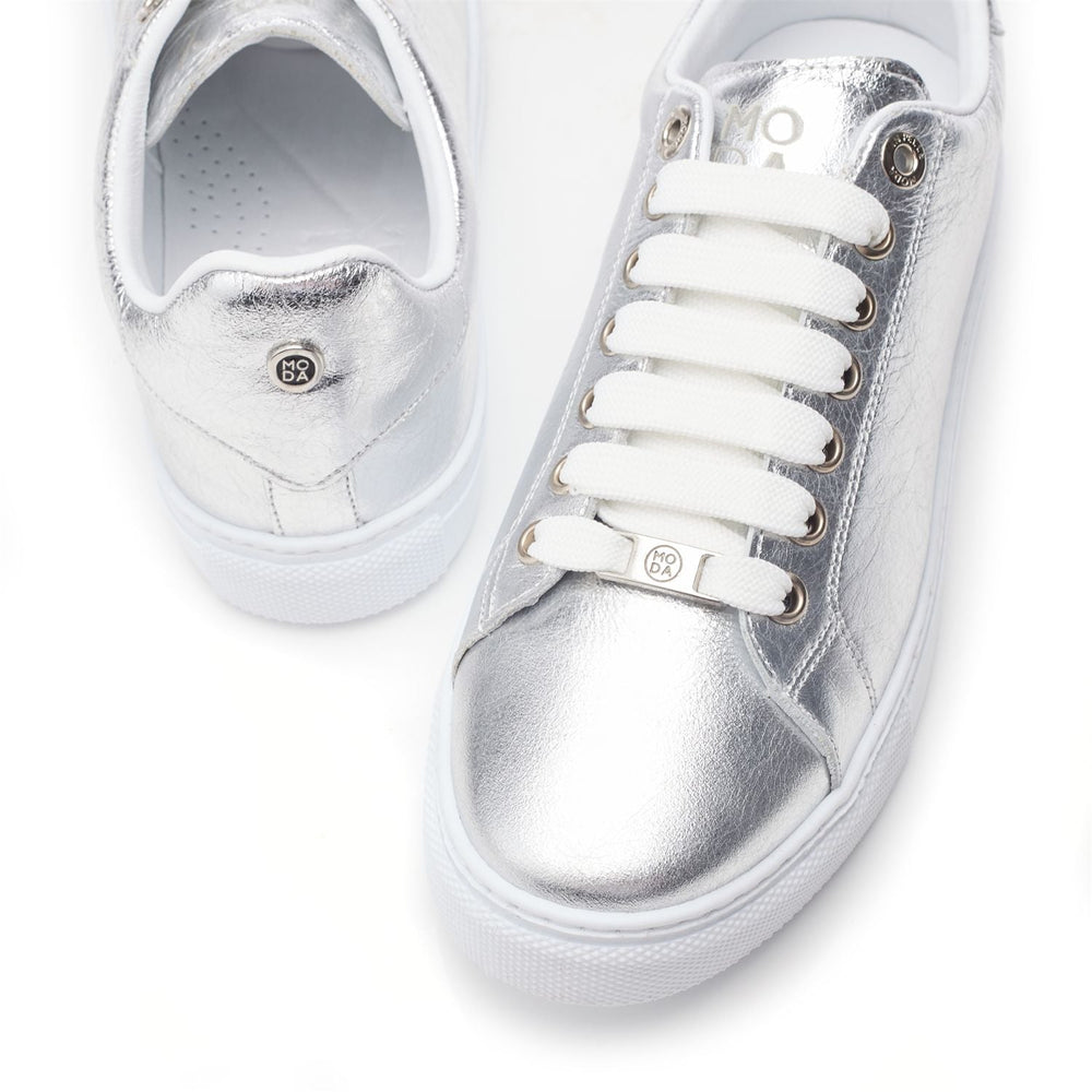 Ariia Silver Leather Trainers