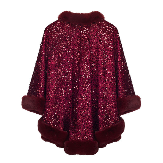Aurora Poncho Burgundy Textile 