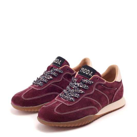 Aveline Burgundy Suede Trainers