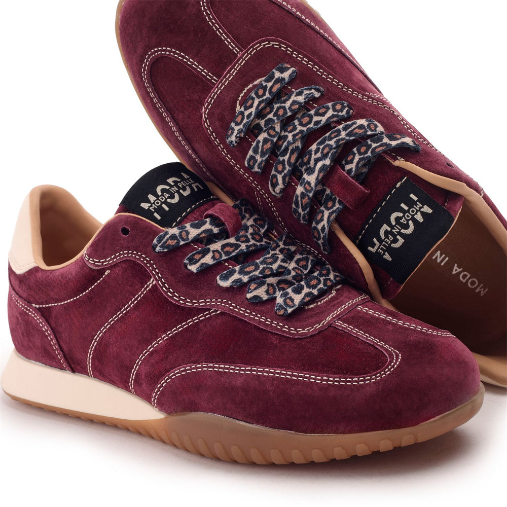 Aveline Burgundy Suede Trainers