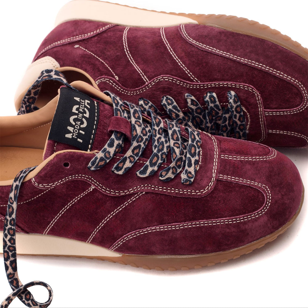 Aveline Burgundy Suede Trainers
