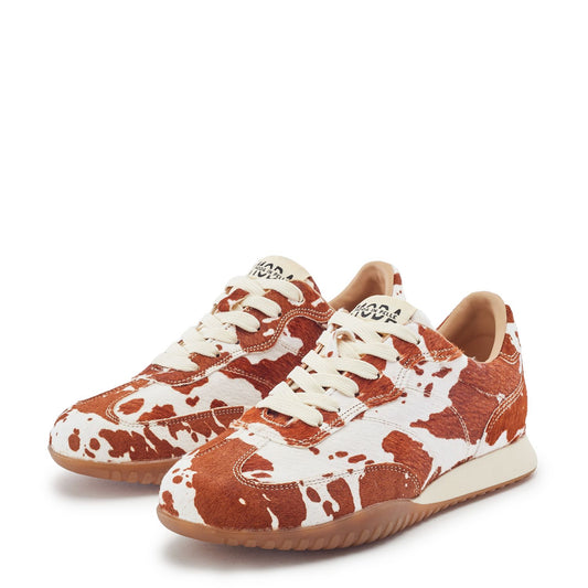 Aveline Brown Cow Print Pony Hair Trainers