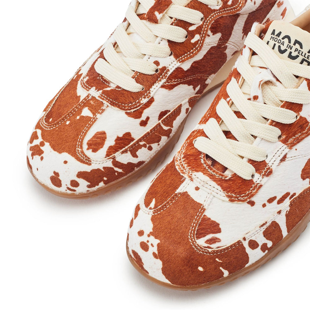 Aveline Brown Cow Print Pony Hair Trainers