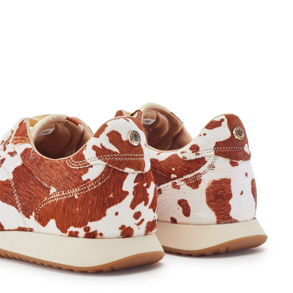 Aveline Brown Cow Print Pony Hair Trainers