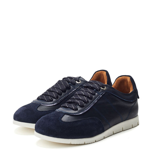 Avrel Navy Leather Trainers