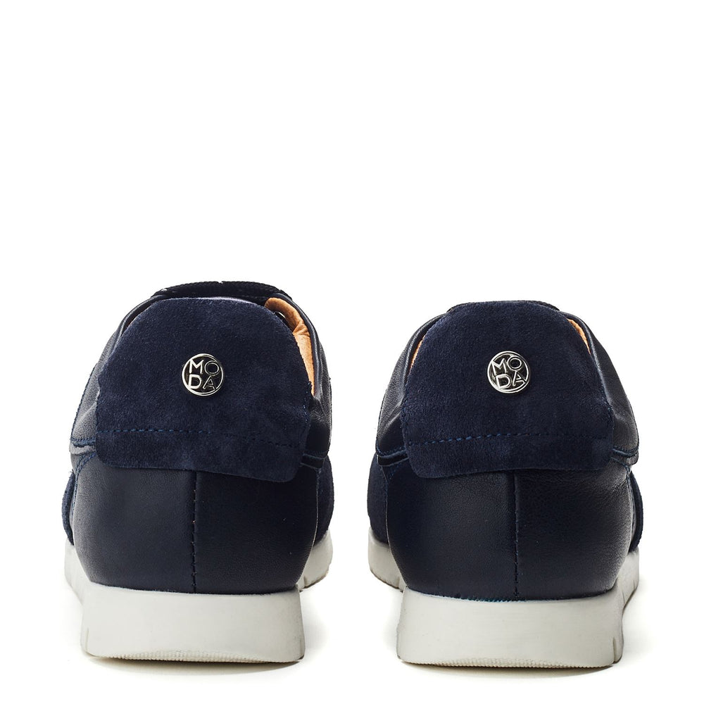 Avrel Navy Leather Trainers