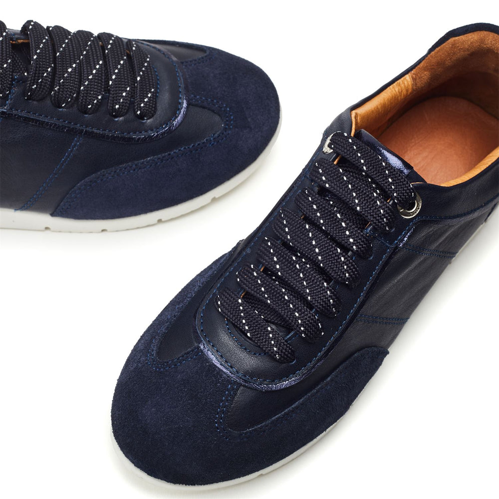 Avrel Navy Leather Trainers