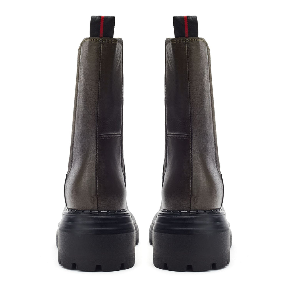 Azzura Khaki Leather Boots