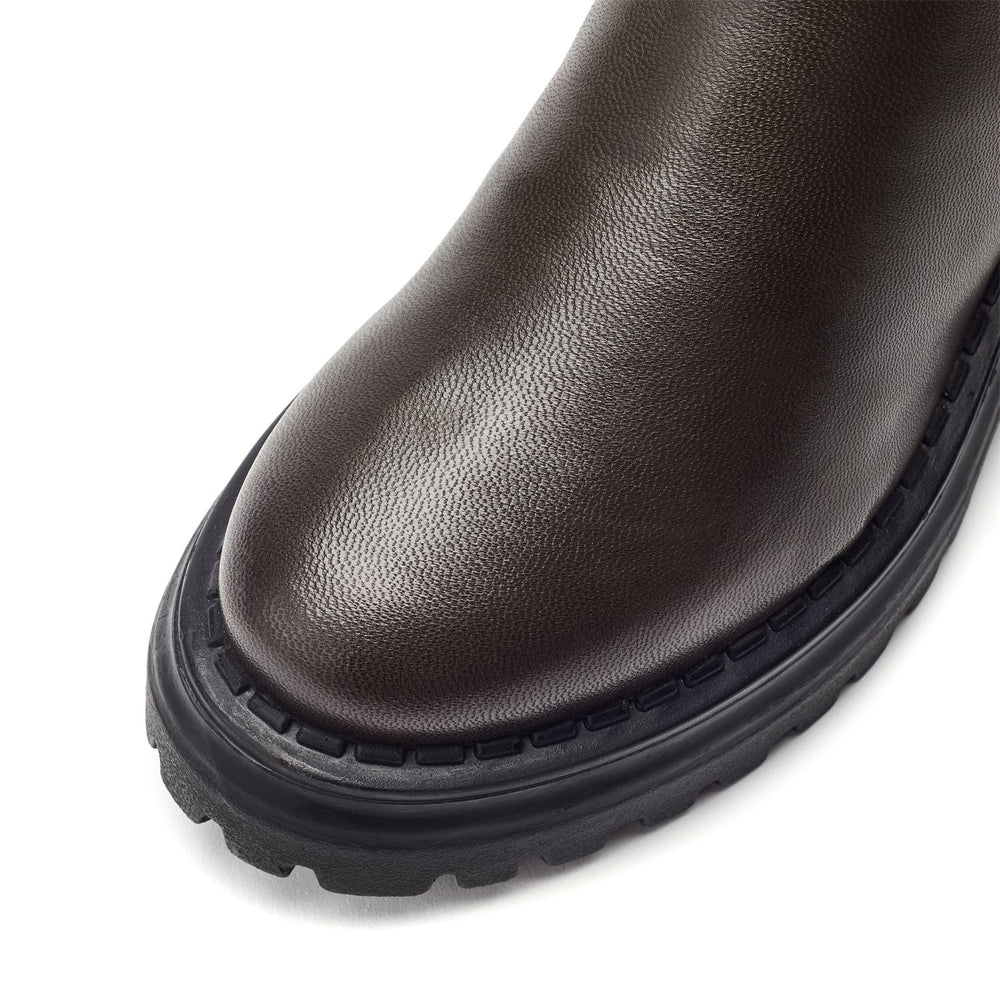 Azzura Khaki Leather Boots