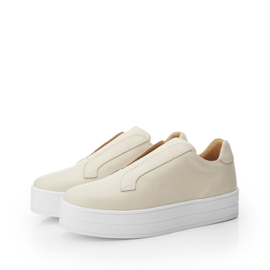 Bath Beige Leather Trainers