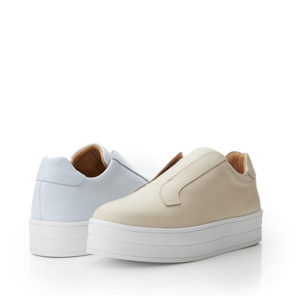 Bath Beige Leather Trainers
