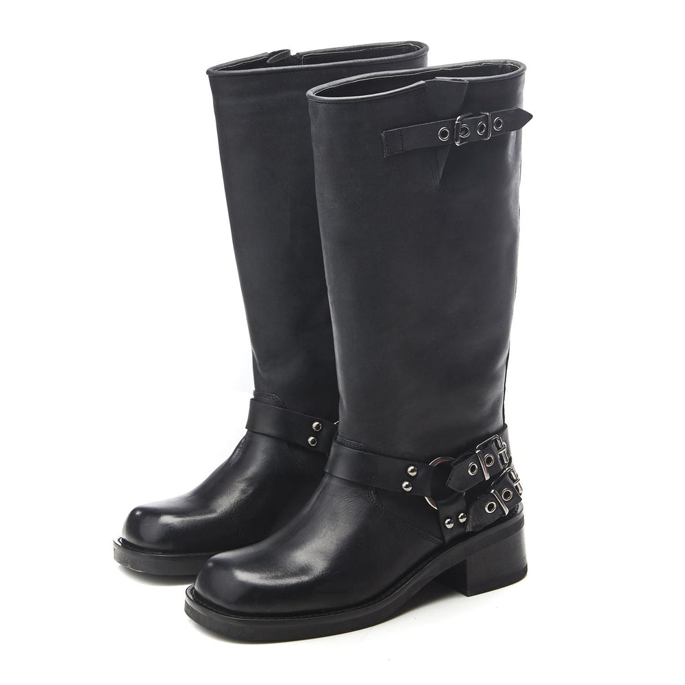 Biker Black Leather Boots