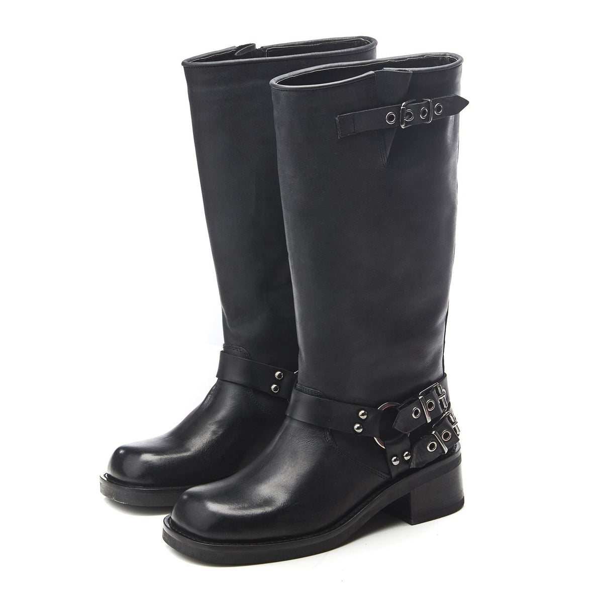Biker Black Leather Boots