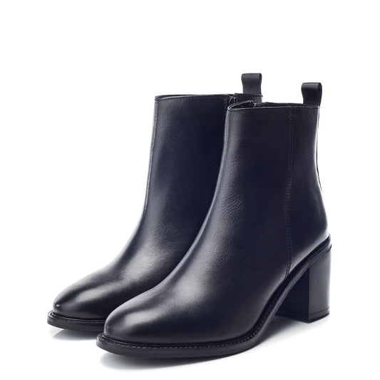 Fleur Black Leather Boots