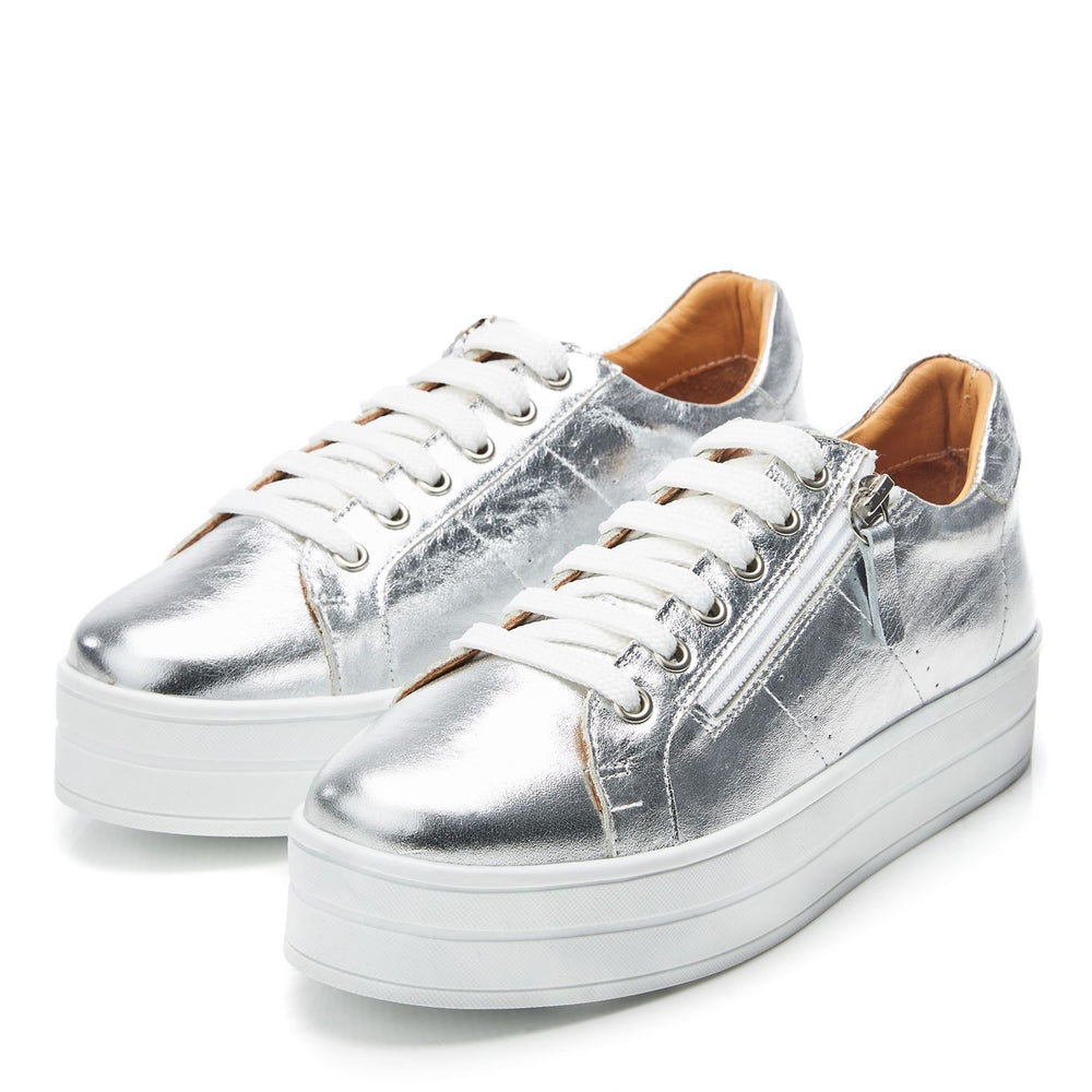 Glazie Silver Leather Trainers