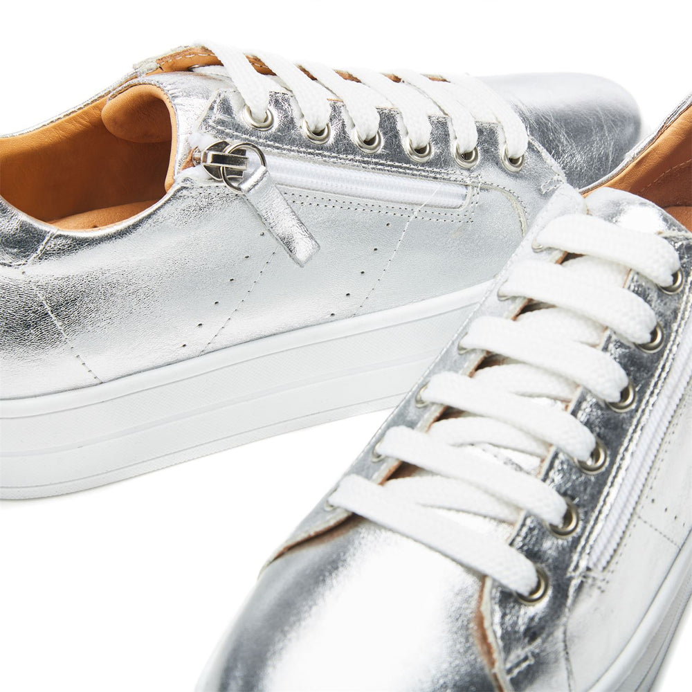 Glazie Silver Leather Trainers