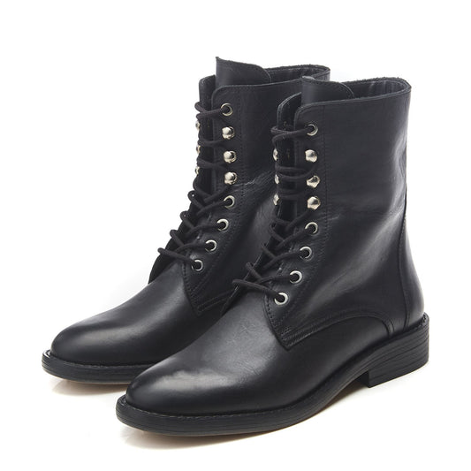 Halsey Black Leather Boots