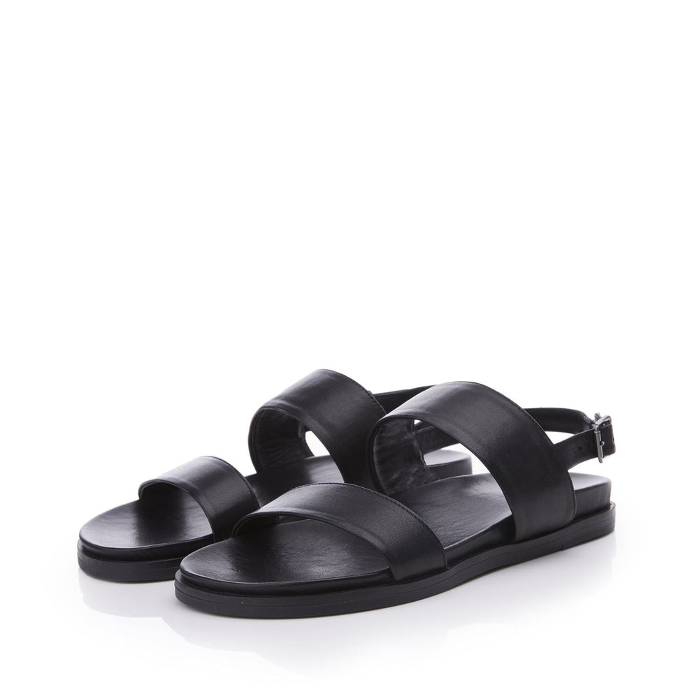 June Black Leather Sandals